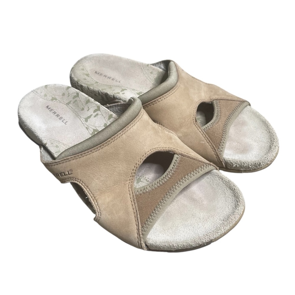 Merrell Pesaro women's tan leather flat sandals